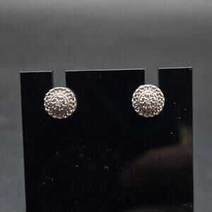 925 Sterling Silver Diamond Chip Post Earrings Pierced Stud